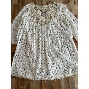 Calypso St Barth Swim Beach Cover Up Cotton Lace Beaded Romantic Honeymoon S